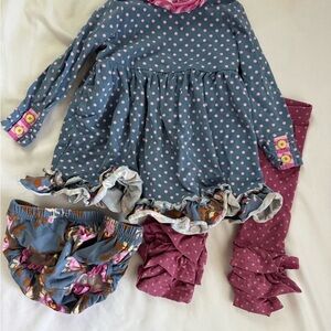Matilda Jane Blue and Pink Polka Dot Girls Matching Set